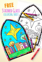 Christmas Stained Glass Coloring Sheet